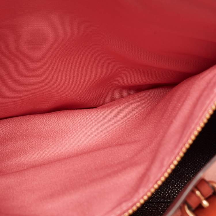Pre Owned Coach Orange Leather Mollie 25 Tote