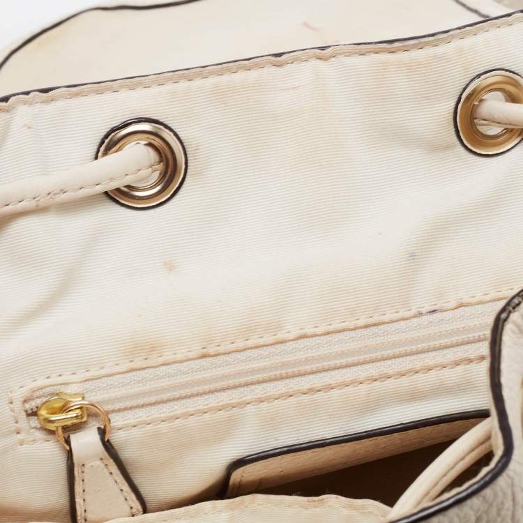 Pre Owned Coach Off White Leather Mini Billie Backpack