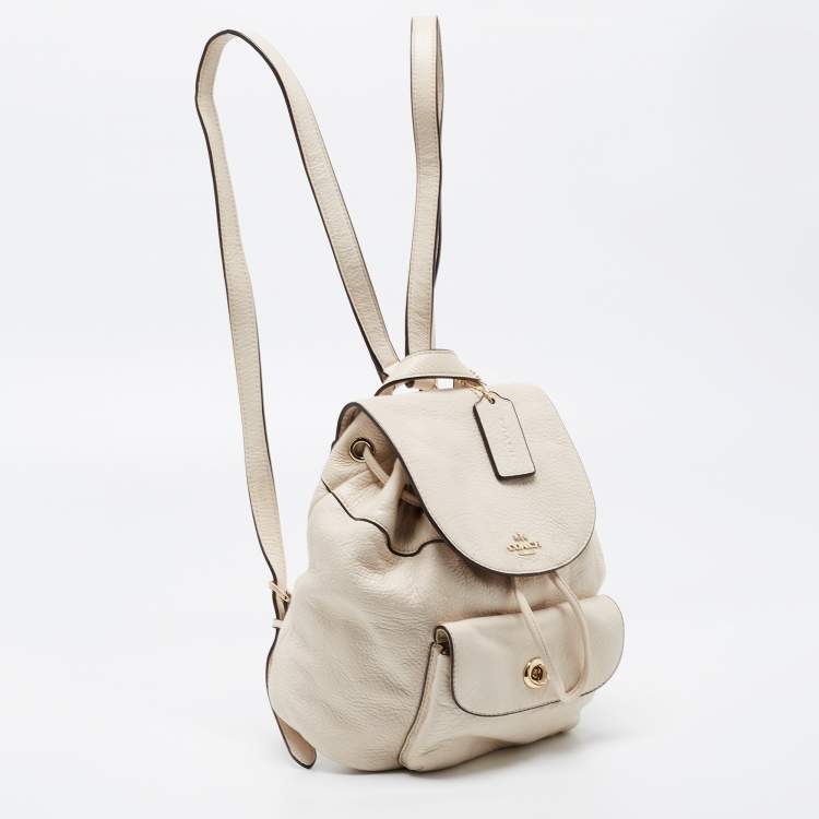 Pre Owned Coach Off White Leather Mini Billie Backpack