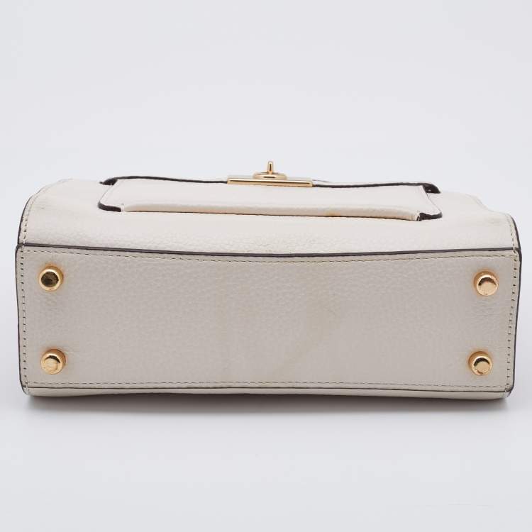 Pre Owned Coach Off-white Leather Mini Lane Top Handle Bag
