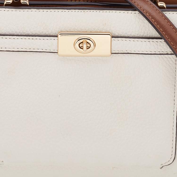 Pre Owned Coach Off-white Leather Mini Lane Top Handle Bag