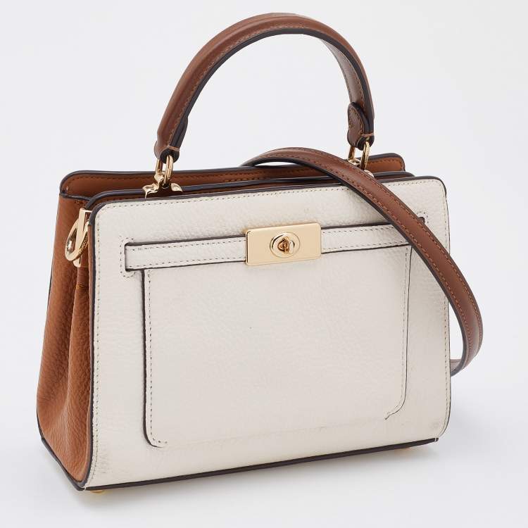 Pre Owned Coach Off-white Leather Mini Lane Top Handle Bag