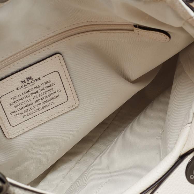 Pre Owned Coach White Leather Studded Edie Shoulder Bag