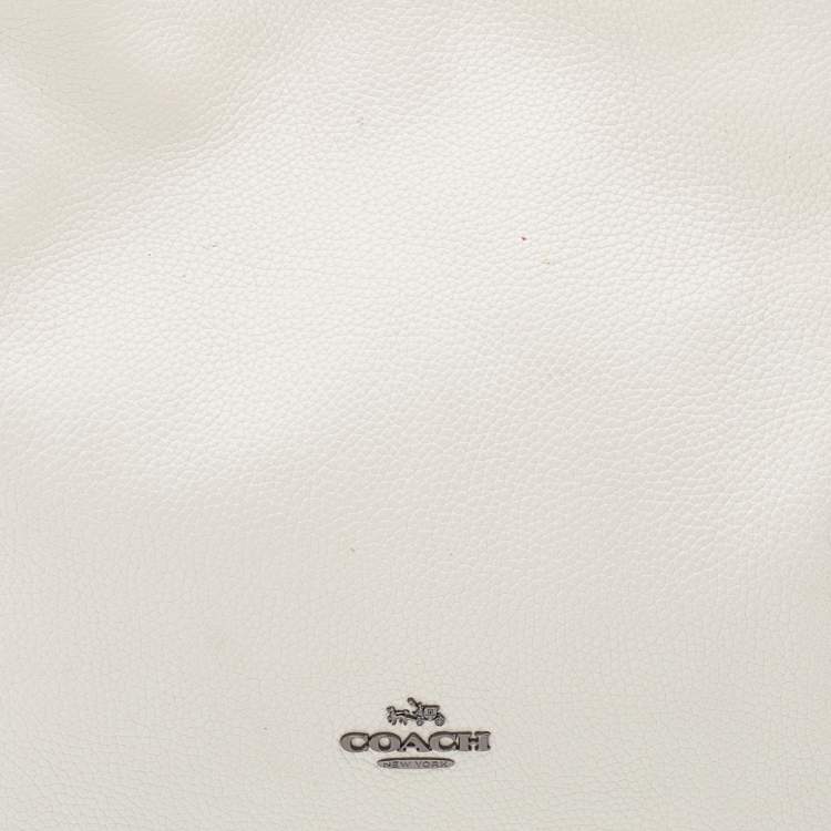 Pre Owned Coach White Leather Studded Edie Shoulder Bag