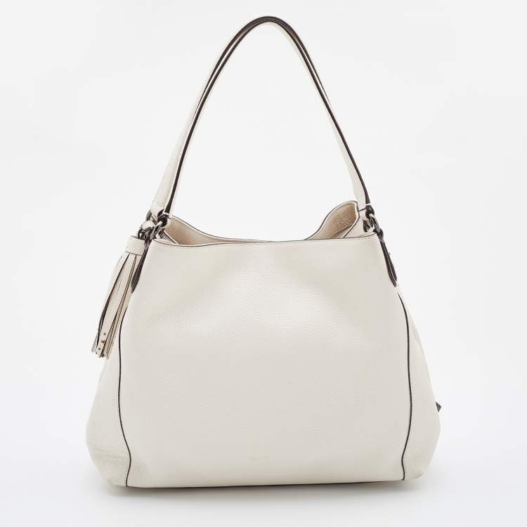 Pre Owned Coach White Leather Studded Edie Shoulder Bag