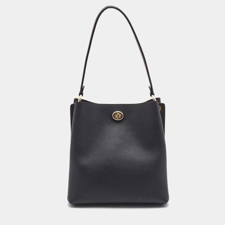 Pre Owned Coach Black Leather Charlie Bucket Bag
