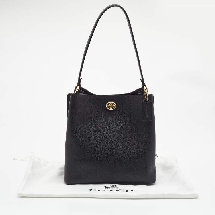 Pre Owned Coach Black Leather Charlie Bucket Bag