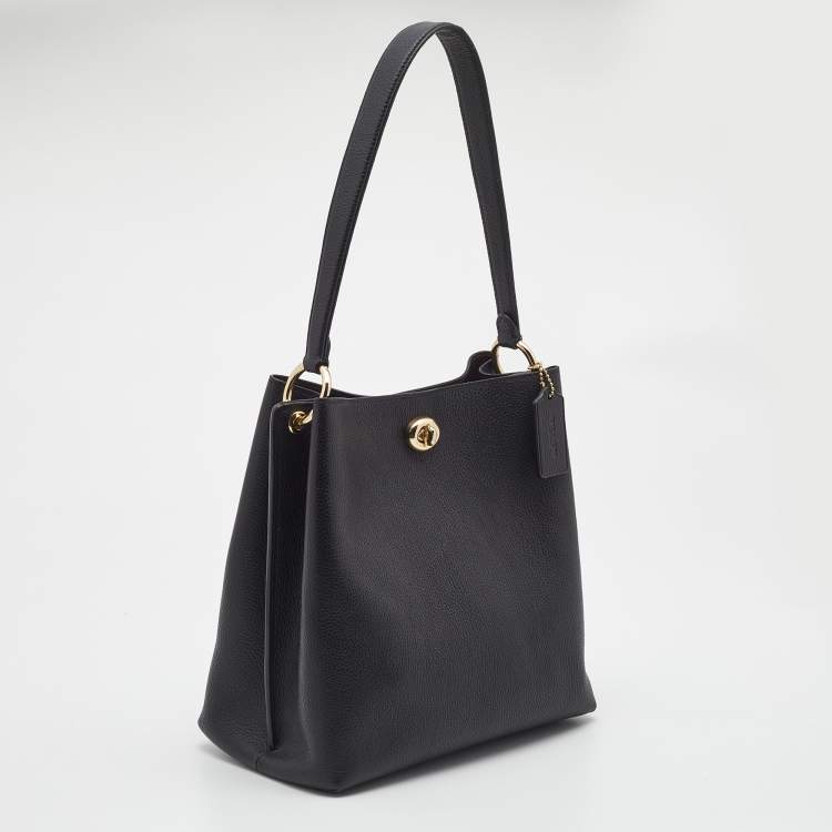 Pre Owned Coach Black Leather Charlie Bucket Bag