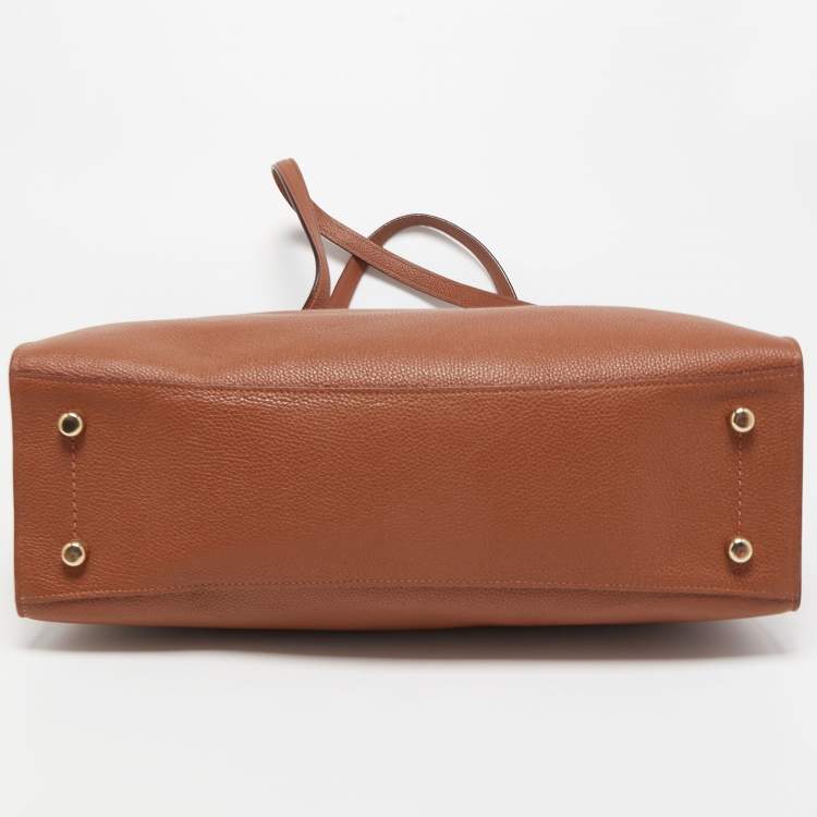 مملوكة مسبقًا Coach Brown Leather Turnlock Charlie Carryall Tote