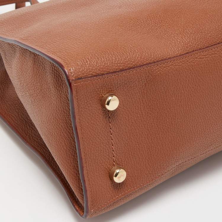 مملوكة مسبقًا Coach Brown Leather Turnlock Charlie Carryall Tote