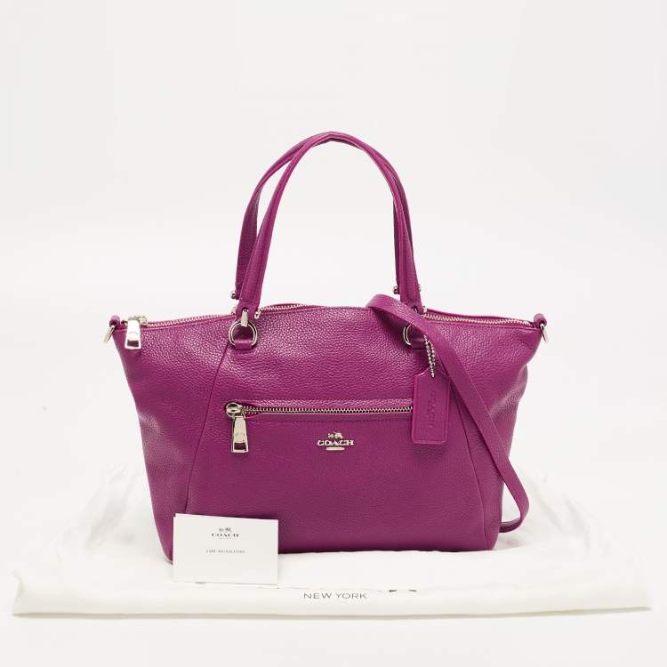 Pre Owned Coach Magenta Pebbled Leather Prairie Satchel
