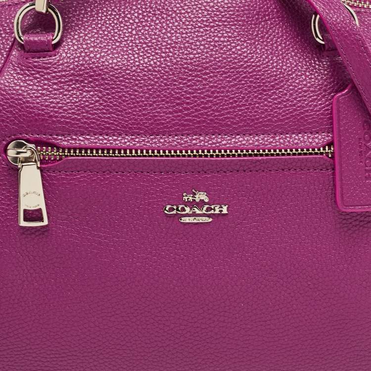 Pre Owned Coach Magenta Pebbled Leather Prairie Satchel