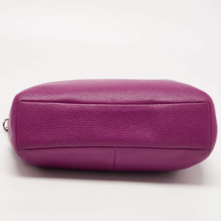 Pre Owned Coach Magenta Pebbled Leather Prairie Satchel