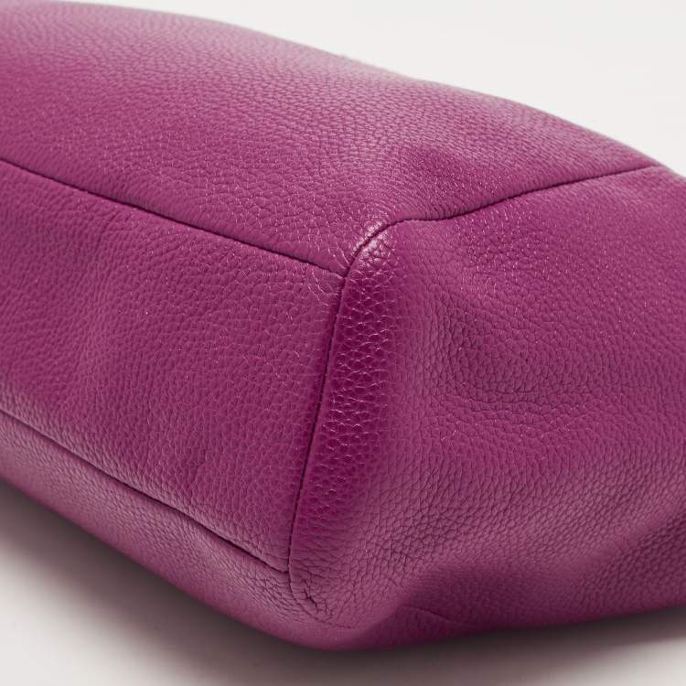 Pre Owned Coach Magenta Pebbled Leather Prairie Satchel