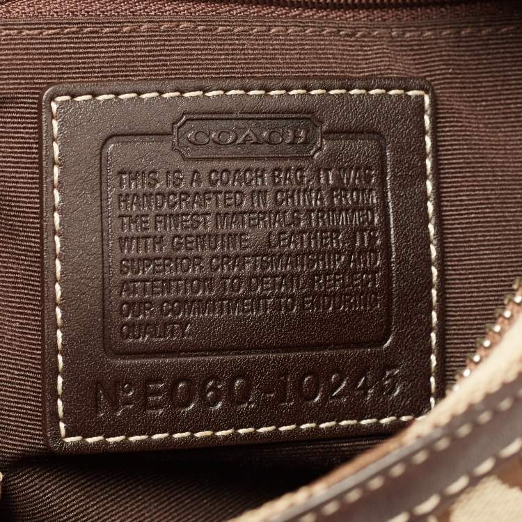 Pre Owned Coach Ebony/Beige Signature Canvas and Leather Tassel Satchel