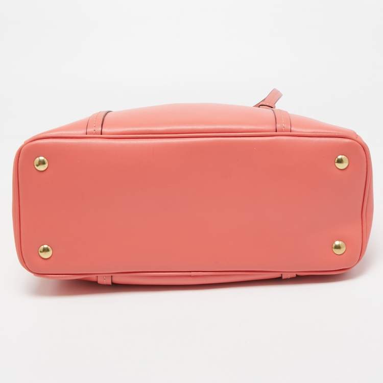 Pre Owned Coach Coral Orange Leather Peyton Jordan Tote