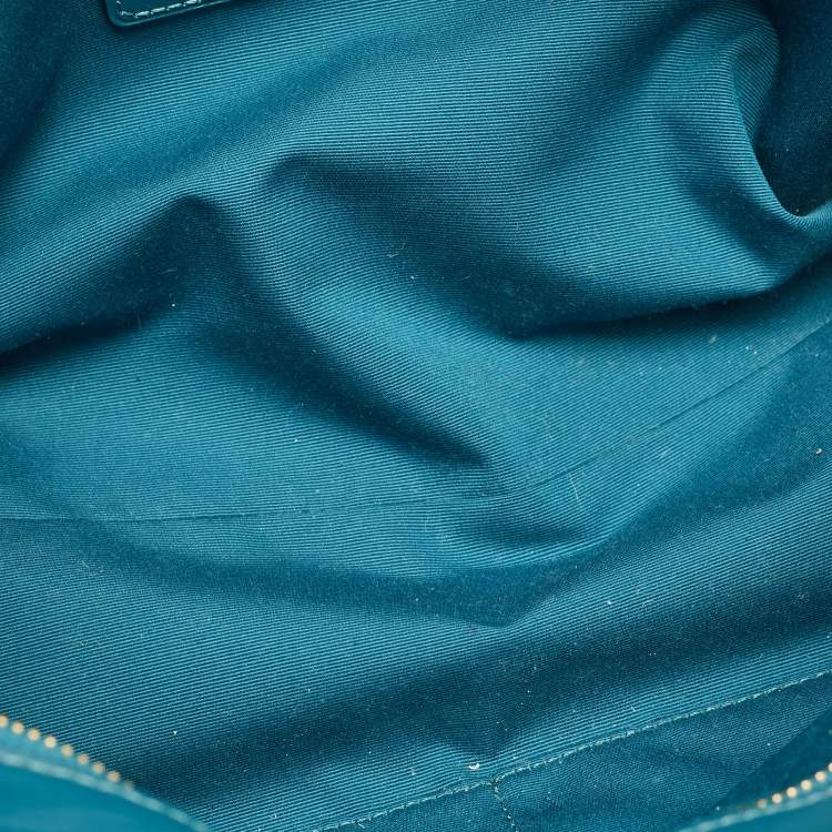 Pre Owned Coach Teal Blue Croc Embossed Leather Swagger 30 Tote