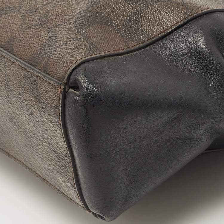 Pre Owned Coach Dark Brown Coated Canvas Mini Christie Carryall Satchel