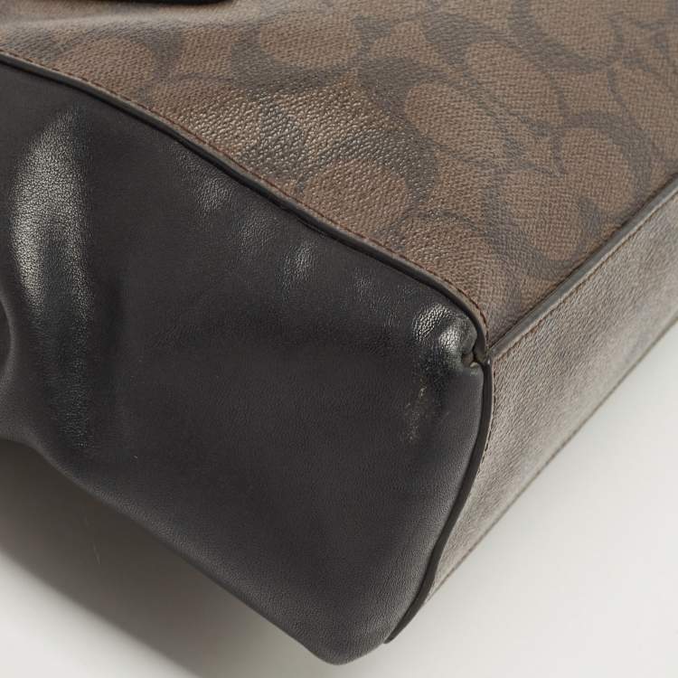 Pre Owned Coach Dark Brown Coated Canvas Mini Christie Carryall Satchel