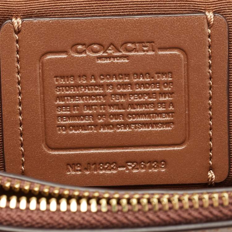 Pre Owned Coach Brown/Beige Signature Coated Canvas and Leather Mini Brooke Carryall Satchel