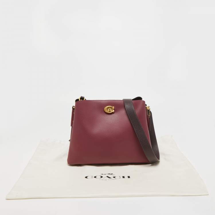 Pre Owned Coach Burgundy/Pink Leather Willow Bucket Bag