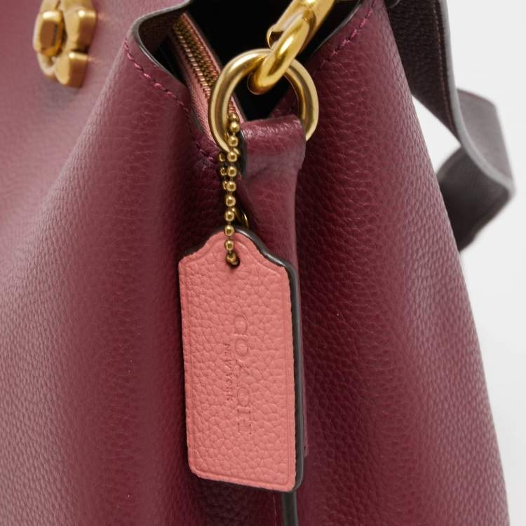 Pre Owned Coach Burgundy/Pink Leather Willow Bucket Bag