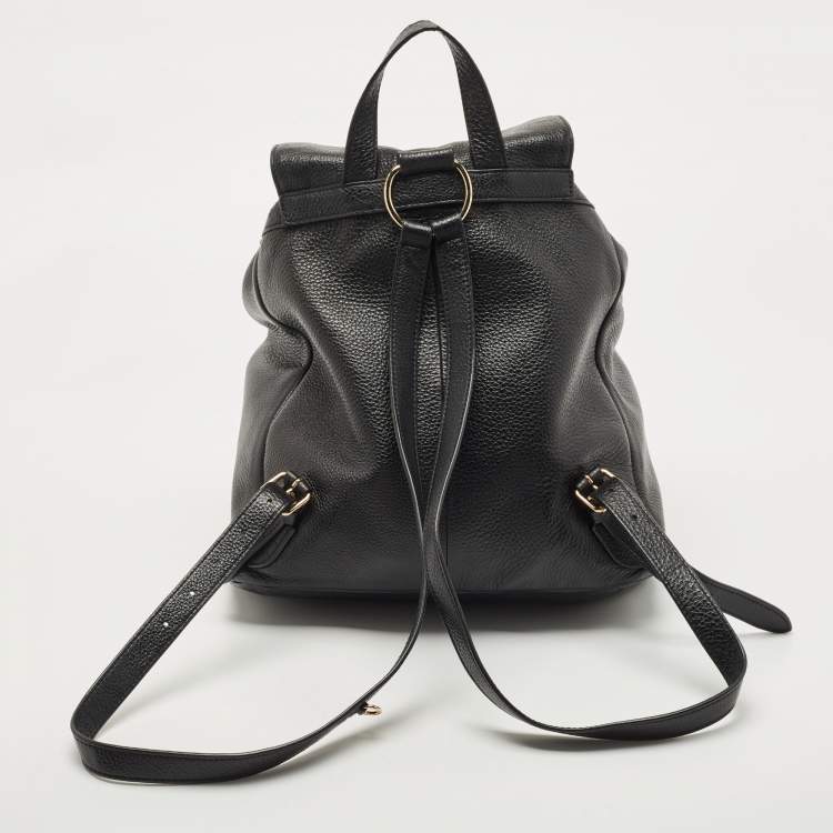 مملوكة مسبقًا Coach Black Leather Drawstring Backpack