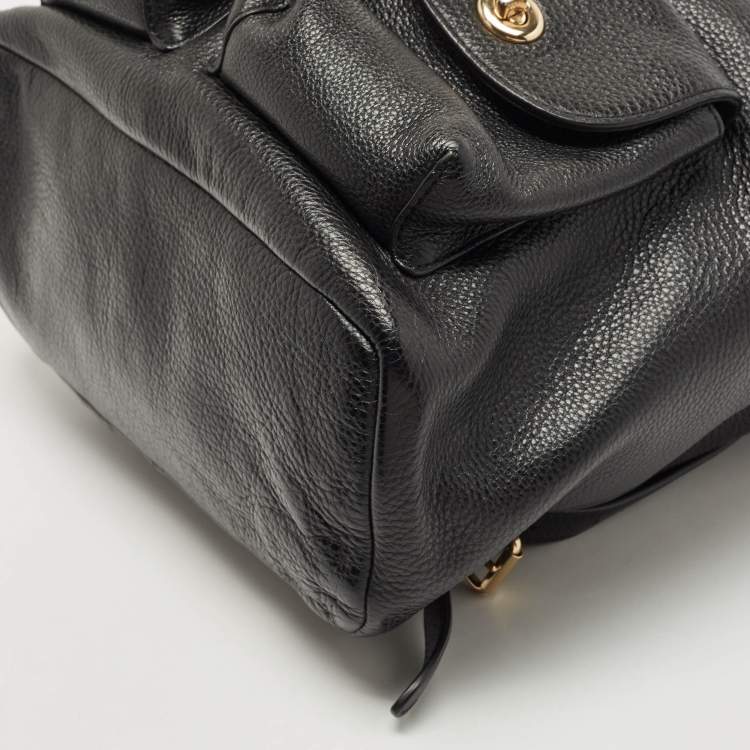 مملوكة مسبقًا Coach Black Leather Drawstring Backpack