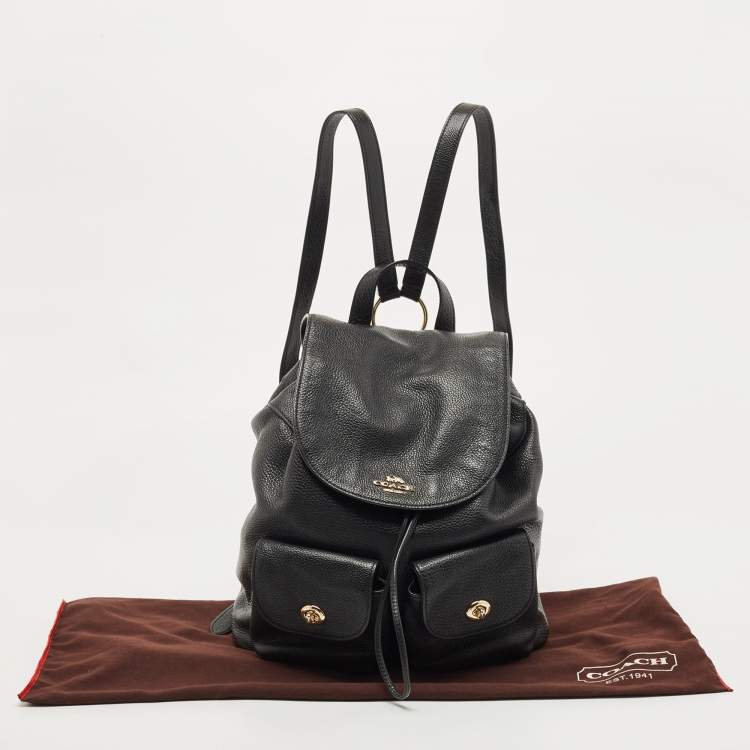 مملوكة مسبقًا Coach Black Leather Drawstring Backpack