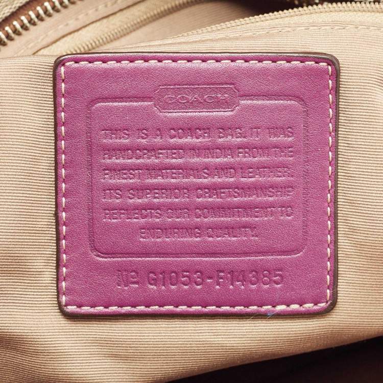 Pre Owned Coach Beige/Pink Signature Canvas and Leather Tote