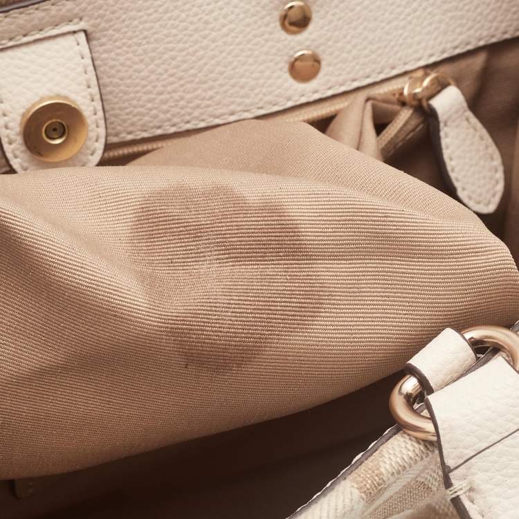 Pre Owned Coach Beige Leather and Canvas Dempsey Carryall Tote