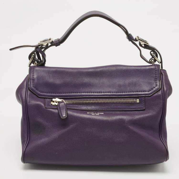 Pre Owned Coach Purple Leather Romy Top Handle Bag