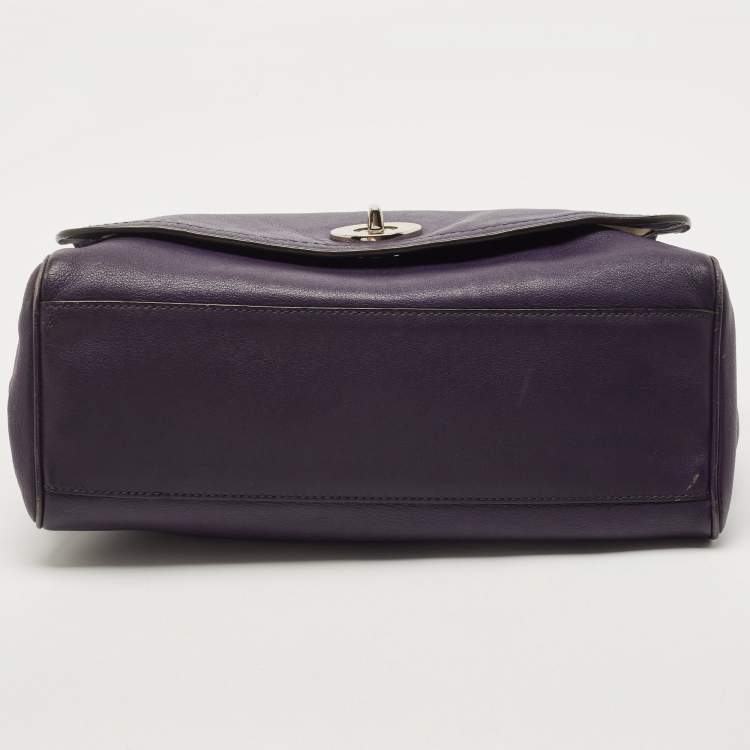 Pre Owned Coach Purple Leather Romy Top Handle Bag