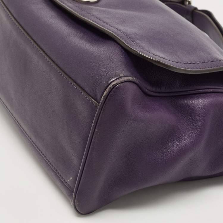 Pre Owned Coach Purple Leather Romy Top Handle Bag