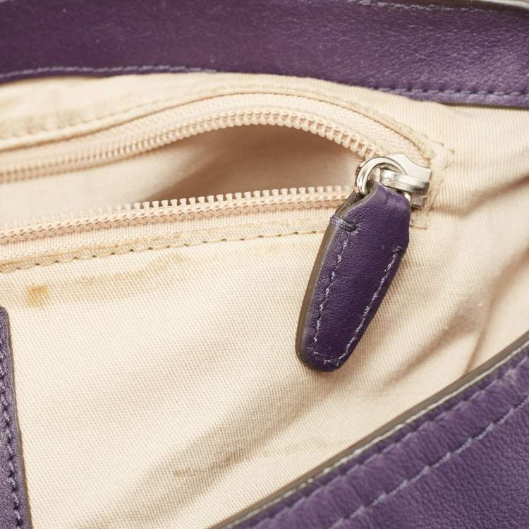 Pre Owned Coach Purple Leather Romy Top Handle Bag