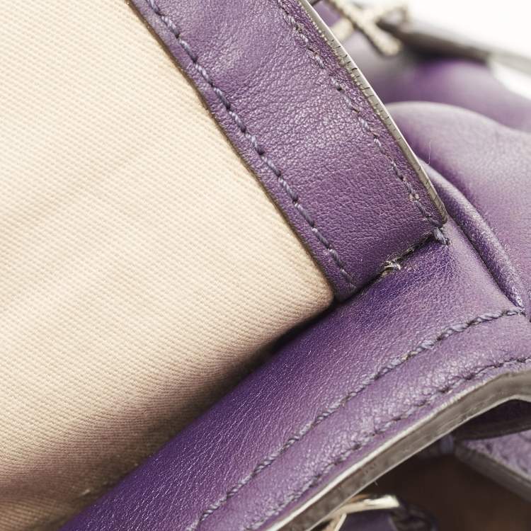 Pre Owned Coach Purple Leather Romy Top Handle Bag
