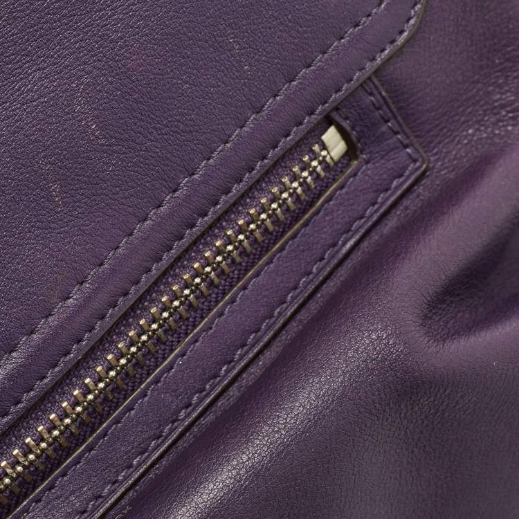 Pre Owned Coach Purple Leather Romy Top Handle Bag