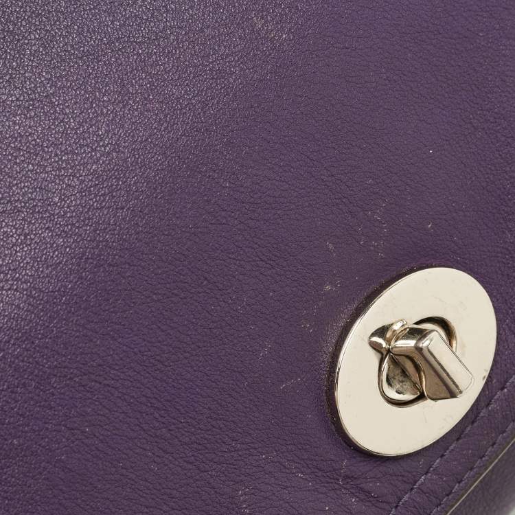 Pre Owned Coach Purple Leather Romy Top Handle Bag