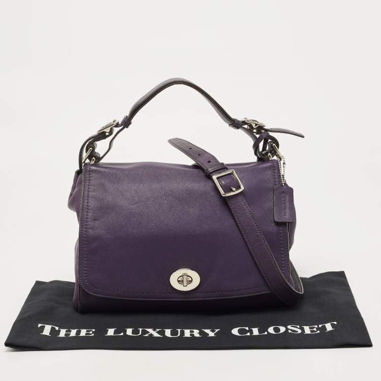 Pre Owned Coach Purple Leather Romy Top Handle Bag