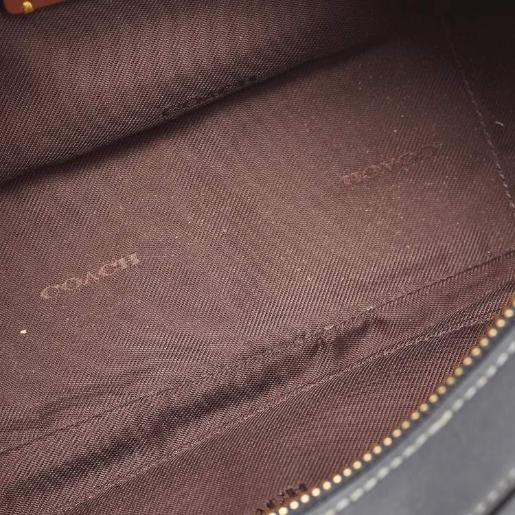 Pre Owned Coach Navy Blue Signature Coated Canvas and Leather Camera Crossbody Bag