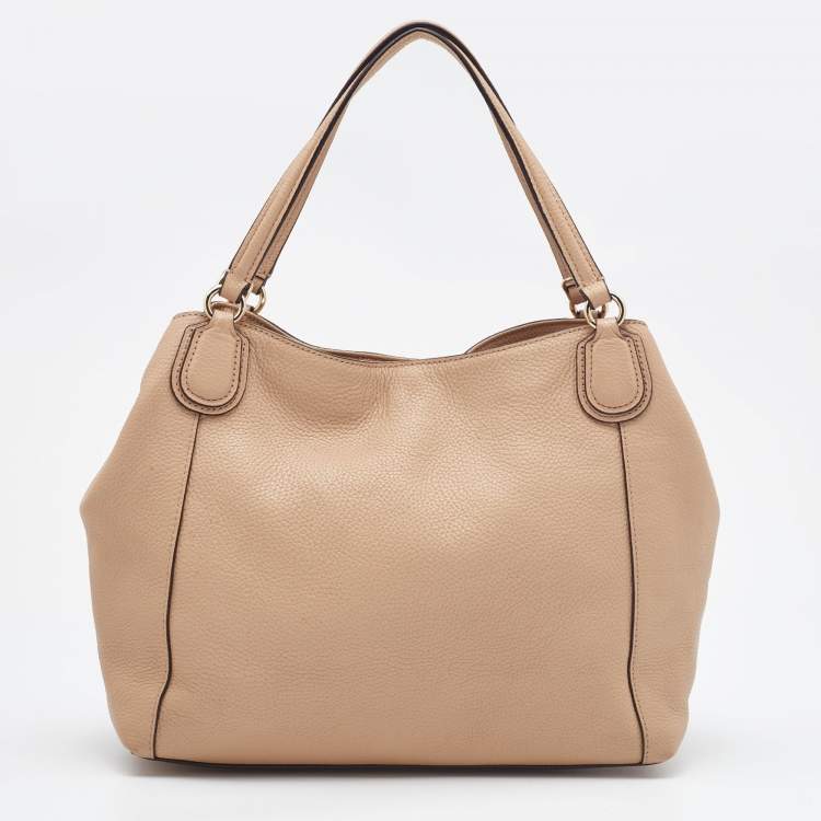 Pre Owned Coach Beige Leather Edie Shoulder Bag