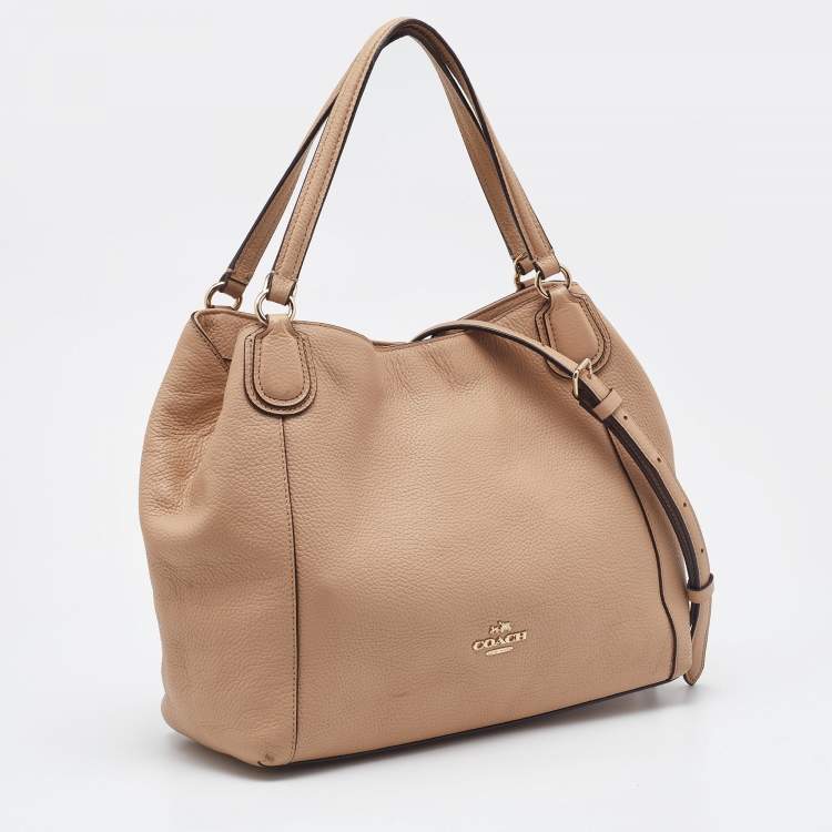 Pre Owned Coach Beige Leather Edie Shoulder Bag