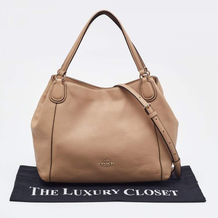Pre Owned Coach Beige Leather Edie Shoulder Bag