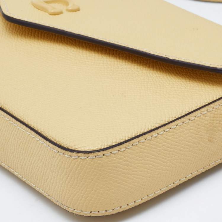 Pre Owned Coach Yellow Leather Wyn Flap Crossbody Bag