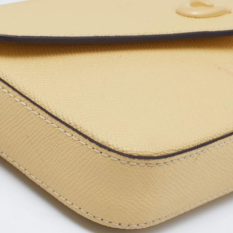 Pre Owned Coach Yellow Leather Wyn Flap Crossbody Bag