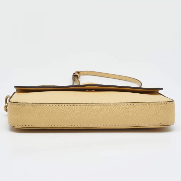 Pre Owned Coach Yellow Leather Wyn Flap Crossbody Bag