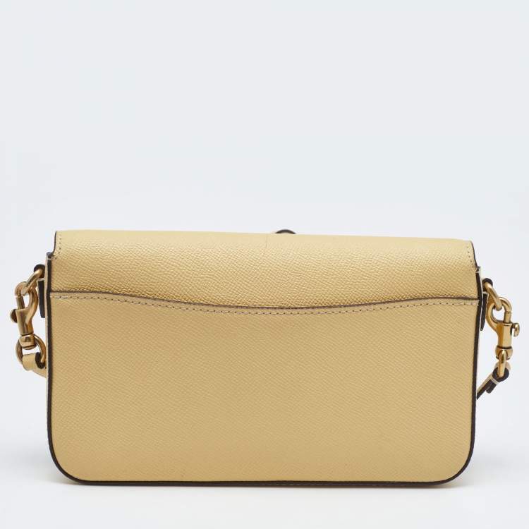 Pre Owned Coach Yellow Leather Wyn Flap Crossbody Bag