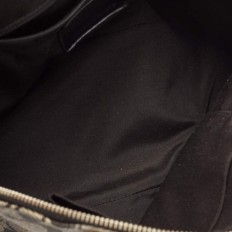 Pre Owned Coach Black/Beige Signature Coated Canvas and Leather Peyton Dome Satchel