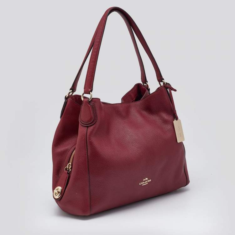 Pre Owned Coach Red Leather Edie 31 Shoulder Bag