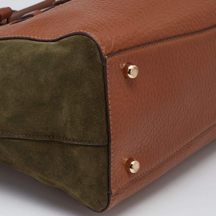 Pre Owned Coach Brown/Green Leather and Suede Blake Carryall Tote
